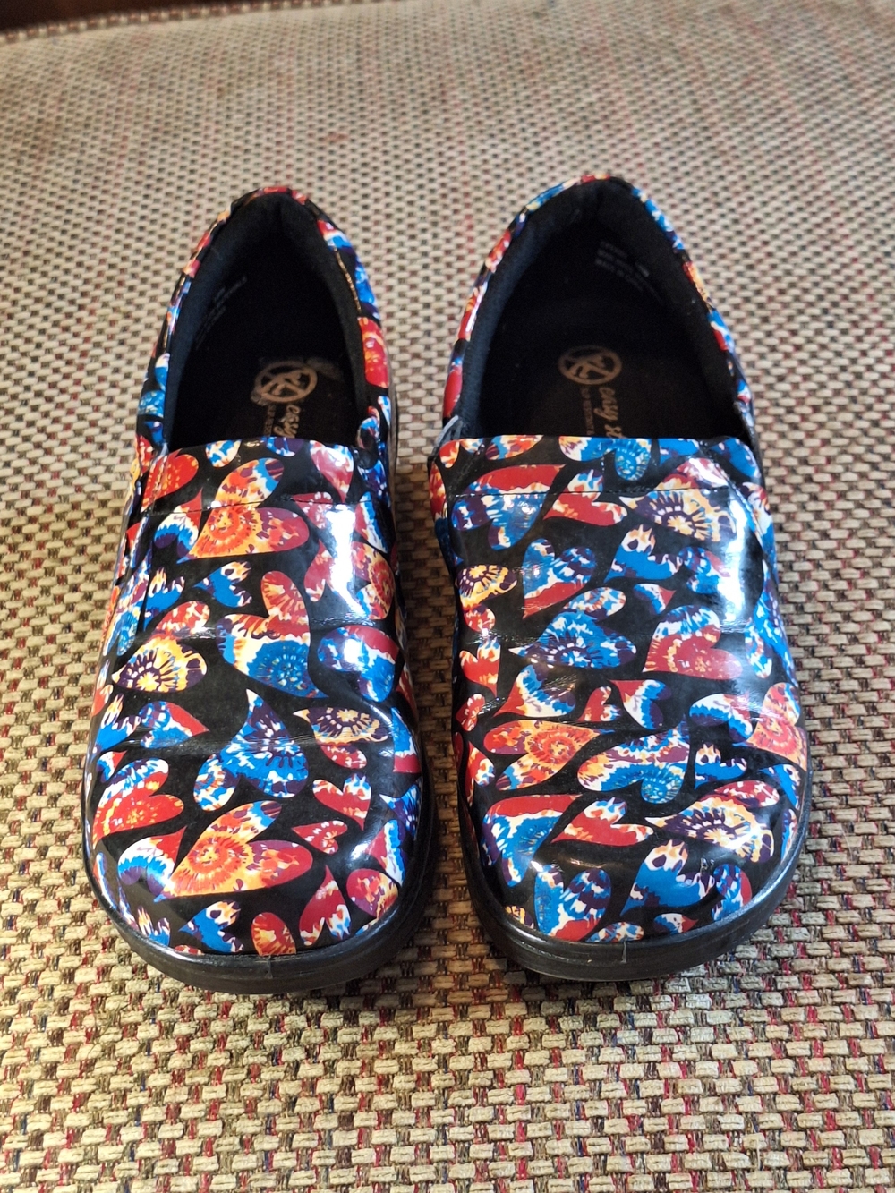 easy street Tiffany Slip Resistant Floral & Heart Print Slip-On Mules
